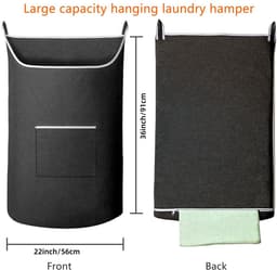 Hangende wasmand, deurhangende wasmand met grote opening Hangende wasmand Opbergtas Groot formaat 36 x 22 inch (zwart) — thumbnail 5