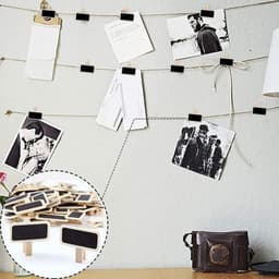 Inovra Plus - Decoratieve houten knijpers - Set van 50 - Mini-schoolbord voor foto's en prijskaartjes - Feest- en levensmiddelenetiketten — thumbnail 5