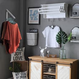 Wanddroogrek - Inklapbare Kledinghanger - Uittrekbaar Droogsysteem - Voor Woonhuis & Badkamer - Geen Boren - Volwassenen - Aluminium Kunststof - Zilvergrijs - 60cm - 1 Stuk — thumbnail 3