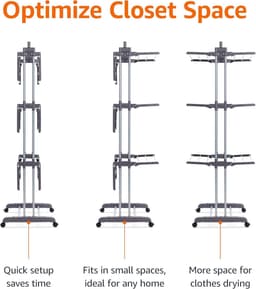 4 Tier Garden Grey Indoor Tower Drying Rack with Folding Wings — thumbnail 5