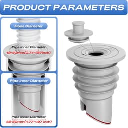 Afvoerplug wasmachine - Afvoerplug afdekking vloer - Siliconen afdichting gootsteenafvoer - Afvoerplug wastafel - 1,38" - 1,57" [(45-50mm)] — thumbnail 2
