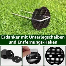 Allecto plus - Grondankers en bufferschijven voor tuin onkruidbarrière - 100 stuks - Anti-roest verzinkt - U-vormige haringen - 150 x 35 mm — thumbnail 5