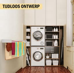 PLAY IT Wanddroogrek 80cm Inklapbaar Wit - 4 Meter Drooglengte - Wasrek/Droogrek Hangend + 2 Handdoek Haakjes — thumbnail 4