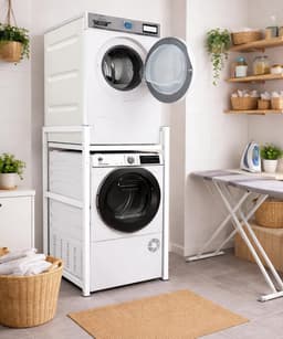 Stevig Rek voor Wasmachine en Droger Stapelen Over Elkaar 74x65x111 cm Wit — thumbnail 5