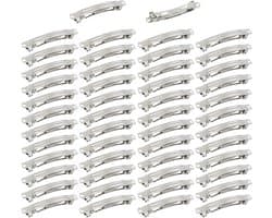 Set van 50 Witte en Zilverkleurige Metalen Haarklemmen (6 cm) voor Dames en Meisjes