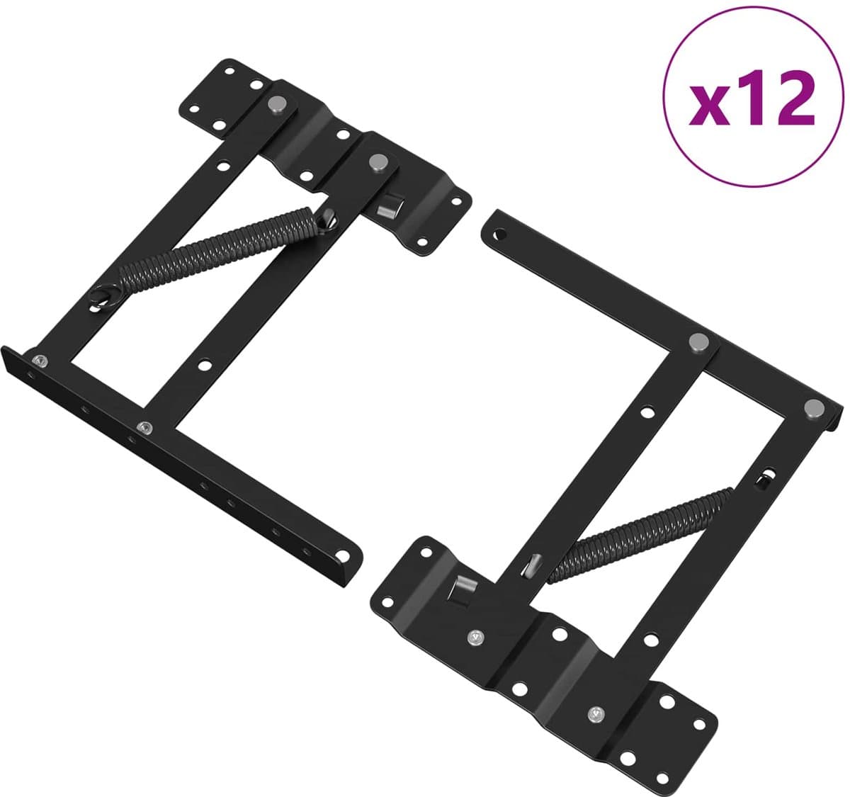 vidaXL - Bedliftmechanisme - 12 - pcs - Zwart - 340 - x - 95 - x - 40 - mm - IJzer — afbeelding 1