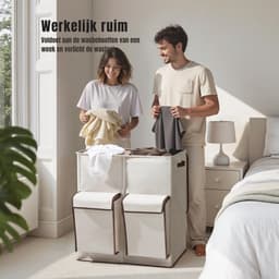 RWB® Wasmand 4 Vakken - Wasmand Vier Vakken - Wasmand - Beige - ‎58 x 40 x 70 cm — thumbnail 4