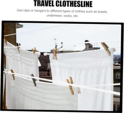 Draagbare Waslijn - Droogtouw Kleding - Reizen Kamperen - Elastisch Ontwerp - 5 Meter Lengte - Wit — thumbnail 5