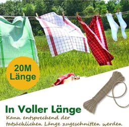 20 meter waslijn met stalen kern 3 mm - roestvrij en waterdicht tot 120 kg - voor buiten, tuin en kamperen — thumbnail 5