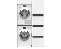 Washcab® Wasmachine Kast - Droger Verhoger - Wasmachine Ombouw - Droger op wasmachine Wit - Stack Set 2 — afbeelding 1