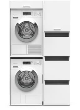 Washcab® Wasmachine Kast - Droger Verhoger - Wasmachine Ombouw - Droger op wasmachine Wit - Stack Set 2 — thumbnail 1