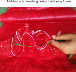 Opbergnetten Groente - Zakken Met Koord - Verse Producten Bewaren - Ademend Nylon Materiaal - 55x83cm Groot Formaat - Rood — thumbnail 2