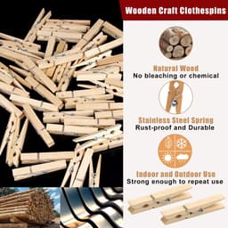 Houten Wasknijpers - Ambachtelijke Clips - Foto's Ophangen - Stevig Natuurlijk Hout - 287 Inch - Natuurhout — thumbnail 2