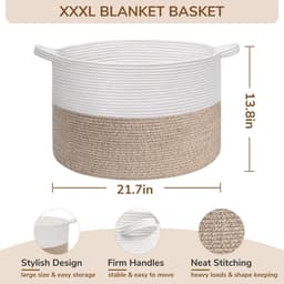 XXL grote wasmand, opbergmand, opbergmand voor de kinderkamer, wasmand voor kinderen, grote kerstboommand, dekenmand, 55x35cm, wit en bruin — thumbnail 4