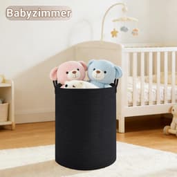 Wasmand - Opbergmand - 58L Rond - Gevlochten Katoen met Handvatten - Voor Wasgoed, Speelgoed en Dekens - Kinderkamer en Woonkamer - Zwart — thumbnail 3