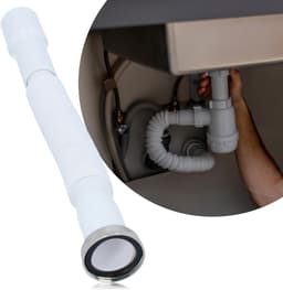 Flexibele Sifon - Regenpijp Sifon - Keuken Badkamer - Uittrekbaar Regelbaar - 5/4 x 32 mm - Chroom Wit — thumbnail 4