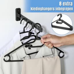 DnA® Wanddroogrek - Wanddroogrek Inklapbaar - Droogrek Muur - Wanddroogmolen - Zwart - 310cm x 33cm x 80cm — thumbnail 3