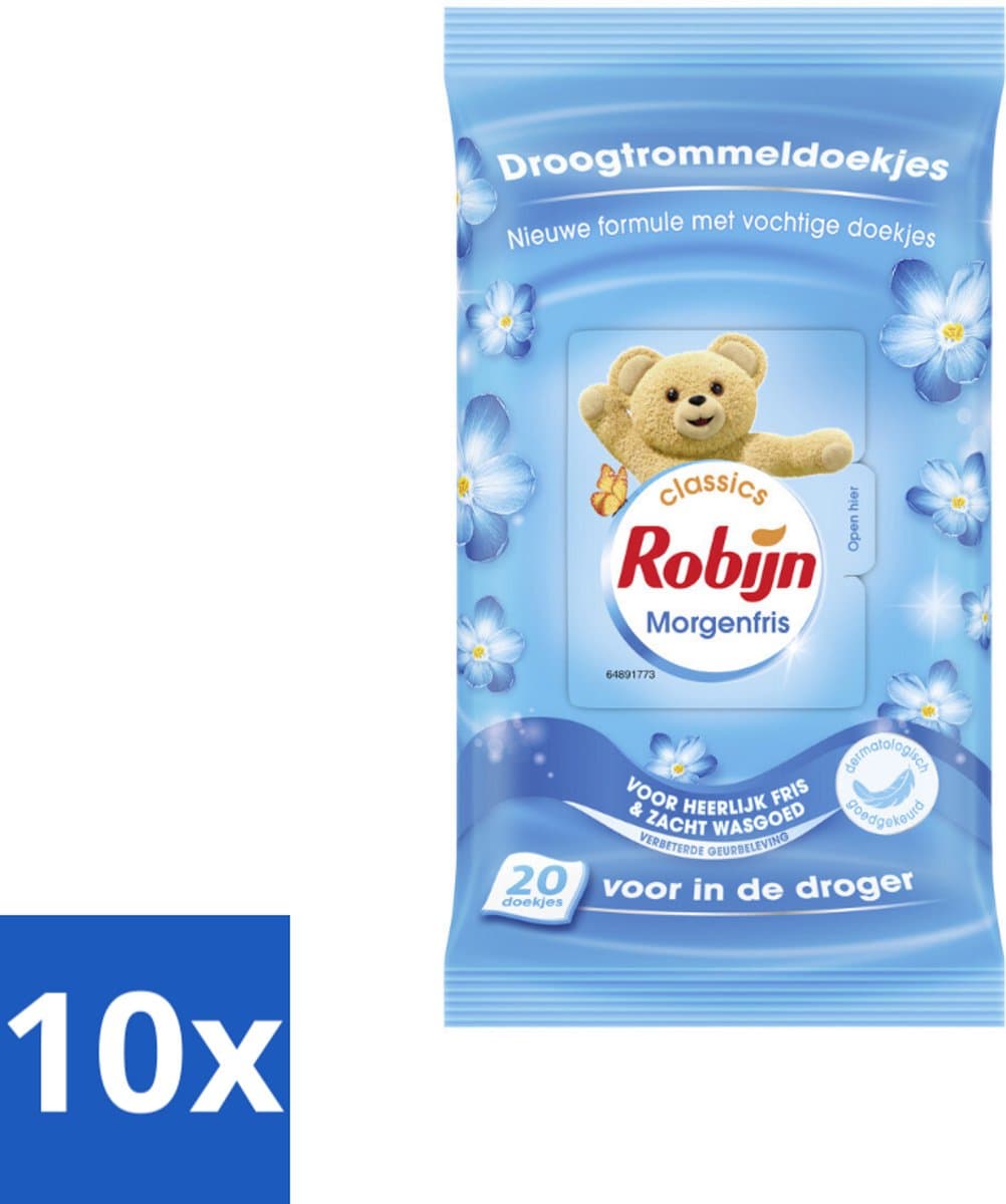 Robijn Droogtrommeldoekjes Morgenfris 20 stuks per verpakking - Bulkverpakking - 10 stuks — afbeelding 1
