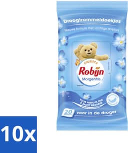 Robijn Droogtrommeldoekjes Morgenfris 20 stuks per verpakking - Bulkverpakking - 10 stuks — thumbnail 1