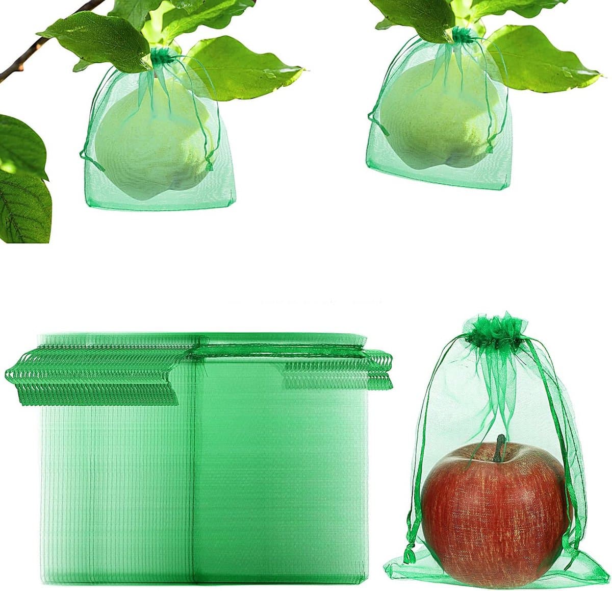 100 Stuks Fruitbeschermzakjes met Trekkoord voor Fruitbomen en Tuin — afbeelding 1