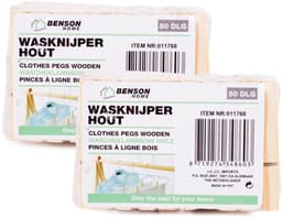 Benson Wasknijpers - 500x stuks - bamboe - 7 cm - hout - knijpers — thumbnail 2
