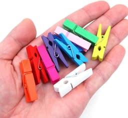 Houten wasknijpers - Set van 50 stuks met jute koord - Voor zakclips en tas wasknijpers - Kleine clips van 1,3 inch - Heavy duty outdoor gebruik. — thumbnail 5