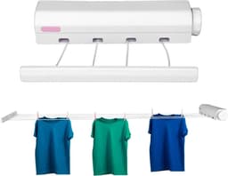 Intrekbare binnen en buiten waslijn met telescopisch ontwerp - Ruimtebesparende draagbare touwhanger voor kleding drogen (4 touwen) — thumbnail 1