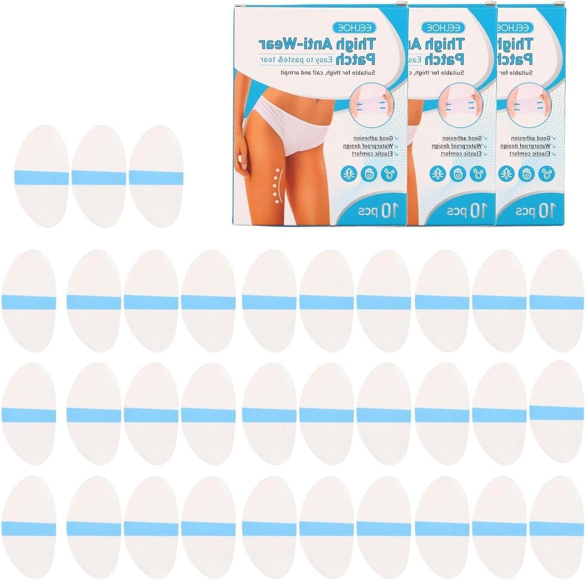 Anti Wrijving Pads - 30 Stuks | Bescherming tegen Schuren | Dij Tape | Onzichtbaar en Comfortabel | Voor Vrouwen | Knie en Kuit | Huidvriendelijk — afbeelding 1