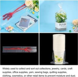 100 PCs Duidelijke Vlakke Open Plastic Poly Zakken 2x10 Inch 1.6 Mil Verpakkende Zakken voor Voedsel, Huis, Collectibles Opslag, Bewijzen Brood, Deeg — thumbnail 5
