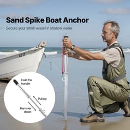 36-inch zandanker voor boten, gegalvaniseerd koolstofstalen strandanker voor ondiep water, ideaal voor het vastzetten van jetski's, pontons, kajaks en waterscooters op stranden en zandbanken — thumbnail 4