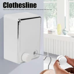 Uittrekbaar Wasrek voor Muur - 4,2 m - Roestvrij Stalen Waslijn - Wandmontage - Kleding Ophangen - Wit — thumbnail 3