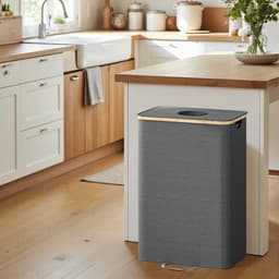 SONGMICS - Wasmand - Flessencontainer 100 L - Recyclingbak met Deksel en Binnenzak - Voor Keuken — thumbnail 3