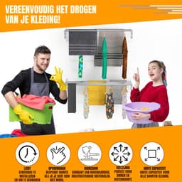 Florixa® Wanddroogrek Inklapbaar - Wanddroogrek - Zilver - ‎80cm x 100cm x 14cm — thumbnail 4