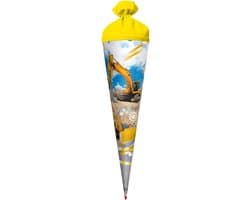 Grote Puntzak 70 cm met Graafmachine Thema voor Schoolstart - Rond