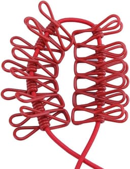 Elastische Waslijn - Draagbare Kledinglijn - Reizen Kamperen - Inclusief Klemhaakjes - Tot 3.8 Meter - Rood — thumbnail 5