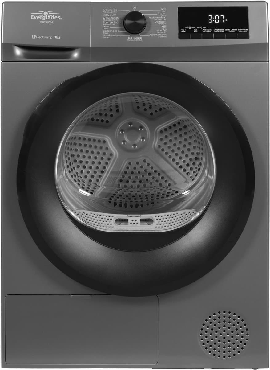 Everglades EVHP7056DG - Warmtepompdroger - Titanium Gray - D-Klasse 109kWh - 7KG - 15 Programma's - Einduitstel - 5 Jaar Garantie — afbeelding 1