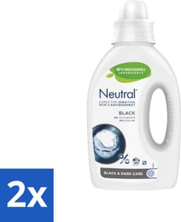 2 x Neutral Vloeibaar Wasmiddel Zwart 20 Wasbeurten 1 liter - Donkere Was - Zwart Was - Parfumvrij Wasmiddel - Gevoelige Huid - Hypoallergeen Wasmiddel — thumbnail 1