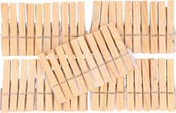 Wasknijpers verzamelen kunststof oud roze mandje met haak en 150x stuks houten knijpers 7.5 cm - Was ophangen — thumbnail 4