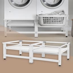 Wasmachine verhoger, Wasmachine Onderstel dubbel 61x53.5x37 cm met uitschuifplank in wit ML design — thumbnail 5