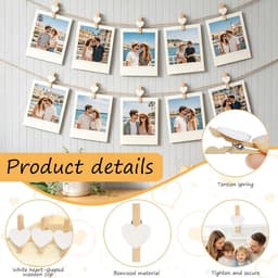 Houten Knijpers - Wasknijpers Mini - Decoratie Foto's - Hartvormig Design - 3 cm - Wit — thumbnail 5