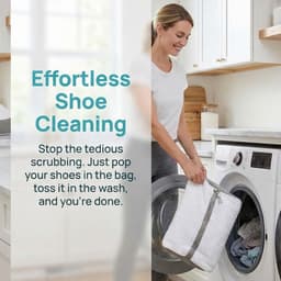 Waszak voor schoenen - 2-in-1 zak met vezelreiniging - 360 graden bescherming - moeiteloze schoenreiniging - ShopVlot — thumbnail 3