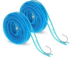 2 Stuks Antislip Waslijn Met Haken - Draagbare Reiswaslijn (5 Meter)