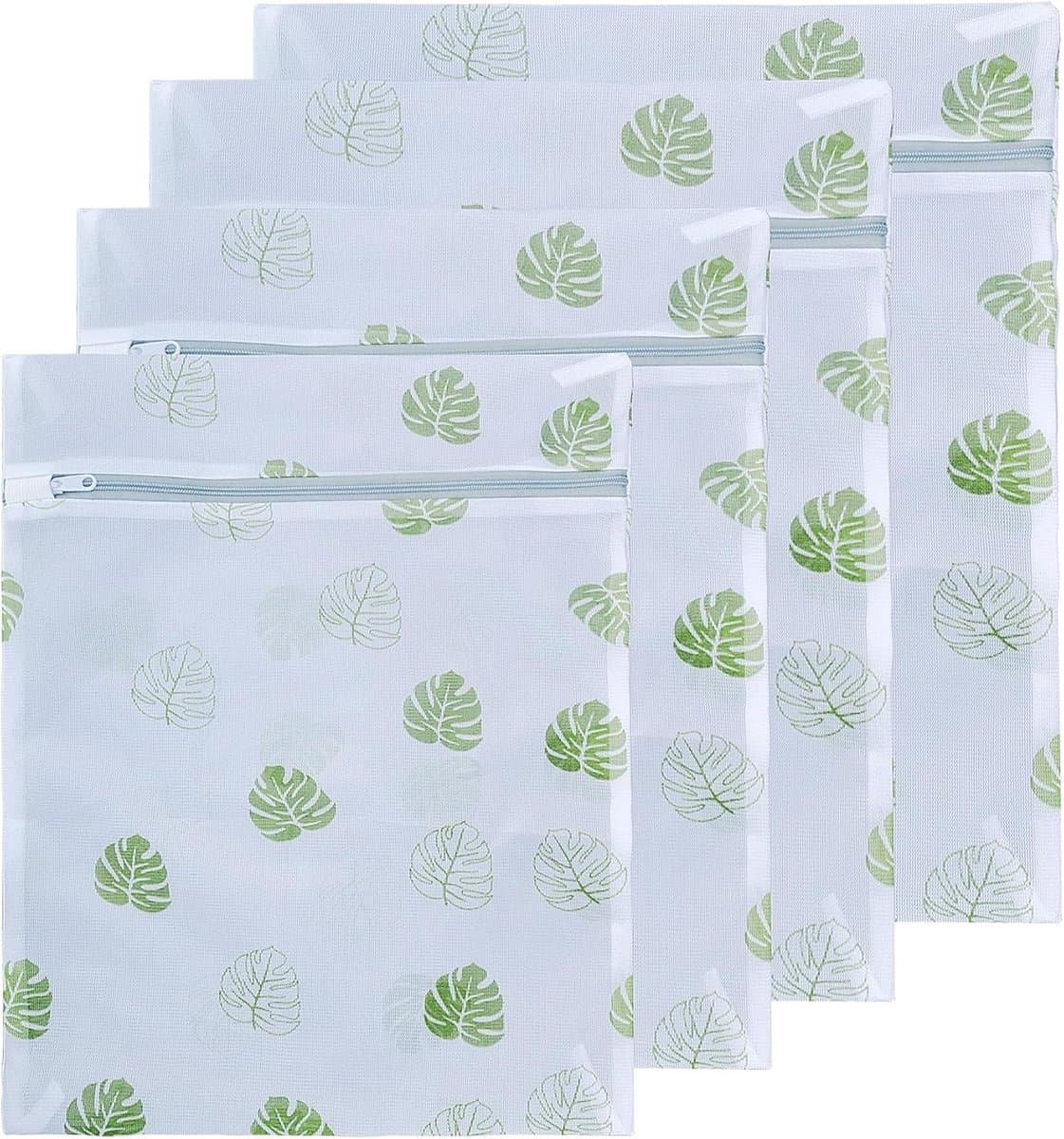 Wasnetjes met ritssluiting - Groen - Set van 4 diverse maten - Nylon waszakken voor wasmachine en reizen — afbeelding 1