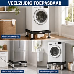 Verstelbare wasmachineverhoger - 40-65 x 40-65 x 21-24 cm - onderstel met 4 antislipvoeten en waterpas voor wasmachine en mini-koelkast - zwart — thumbnail 5