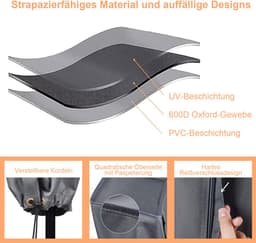 MODFU beschermhoes voor droogmolen van 600D Oxford stof – waterdichte waslijnhoes met ritssluiting – grijs – 180x16x16 cm — thumbnail 2