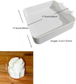 Wasmachine lekbak - Lekvrije lekbak - Lekbak met gebogen rand - afvoerbak - Onderhoudsaccessoires voor wasmachines - Inclusief lekbak, moer en deflector - 17,5 x 17,5 x 4 cm - Geschikt voor kelders, woningen en campers - Wit — thumbnail 2
