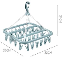 Dailygoods- Sokkendroger Opvouwbaar - Hangende Sokkenhouder - 32 Clips - Windbestendige Haak - Duurzaam PP-Materiaal - Afmetingen 32 x 32 x 34 cm - Wasrek — thumbnail 5