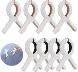 8 stuks duurzame plastic strandhanddoekklemmen, strandhanddoekklemmen voor strandstoel, grote wasklemmen voor strandstoel, lakens, dekbedden, dekens, kleding — thumbnail 3