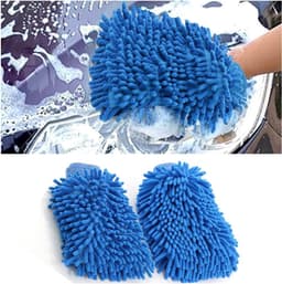 2 stuks autowashandschoen, microvezel washandje voor de auto, buiten, shaggy washandschoen voor professioneel auto-onderhoud, 100% krasvrij en zacht, verwijdert moeiteloos hardnekkig vuil (blauw) — thumbnail 1