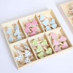 Wasknijpers van hout, hart, 30 stuks, decoratieve knijpers van berk, voor mini-wasknijpers, houten decoratie, fotoweergave, feest, bruiloft en woondecoratie — thumbnail 5